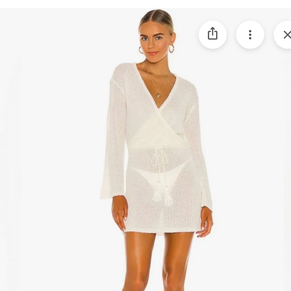l*space topanga White Sheer Wrap Tie-Waist Swim Cover-Up